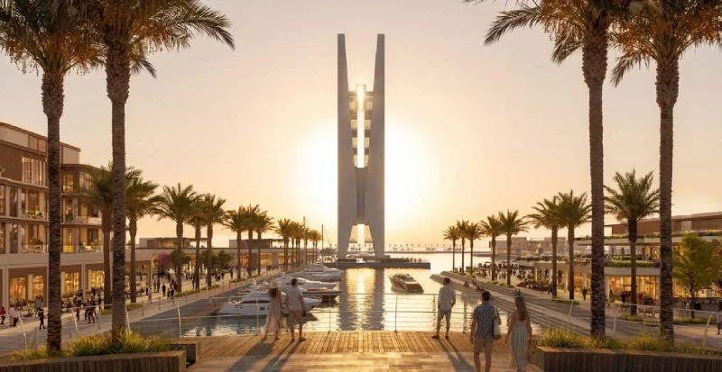 البرج المميز عند الغروب